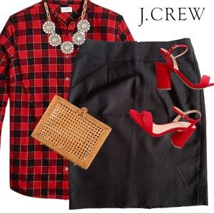J. Crew Pencil career work Cotton black skirt 0